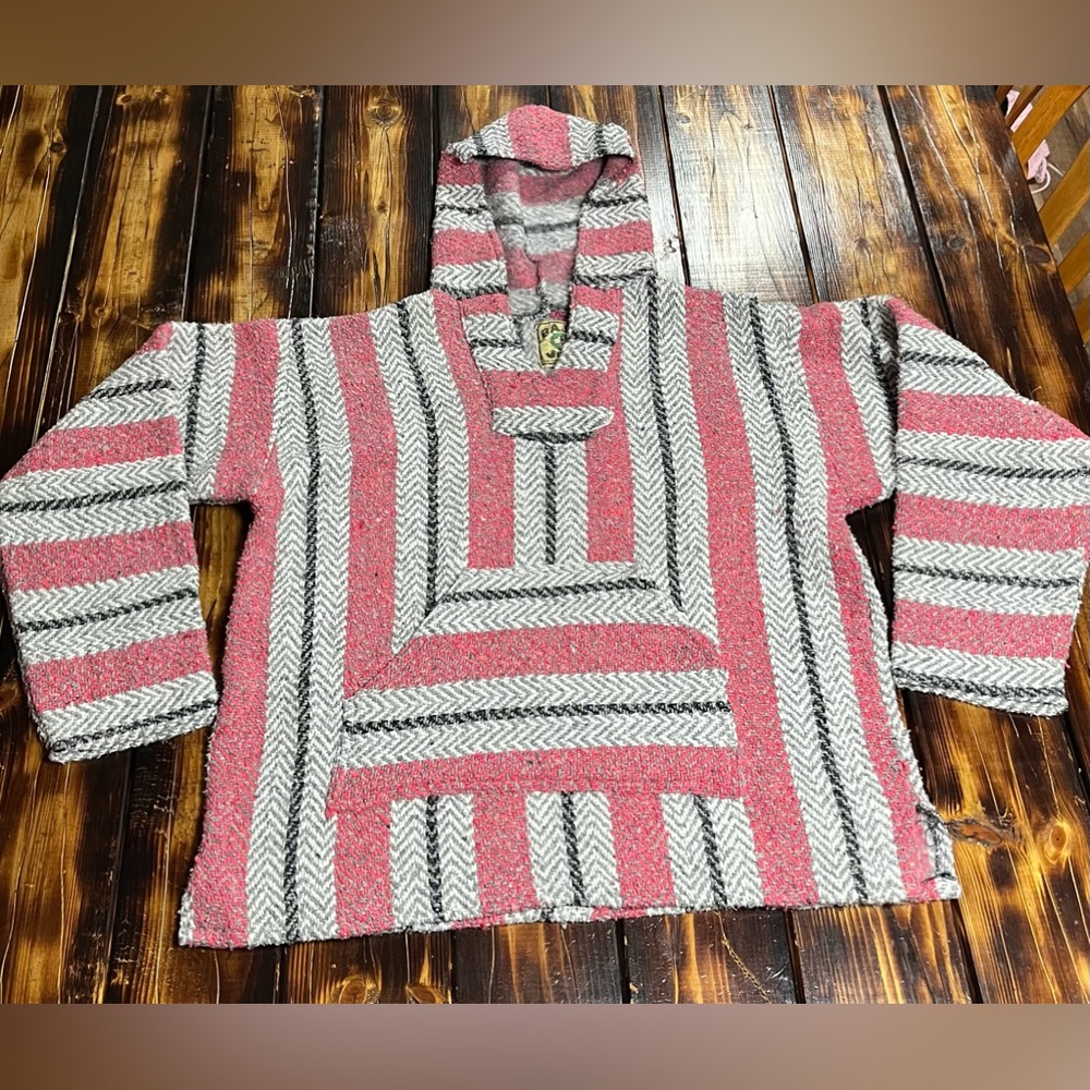 Multicolored drug rug hoodie.
